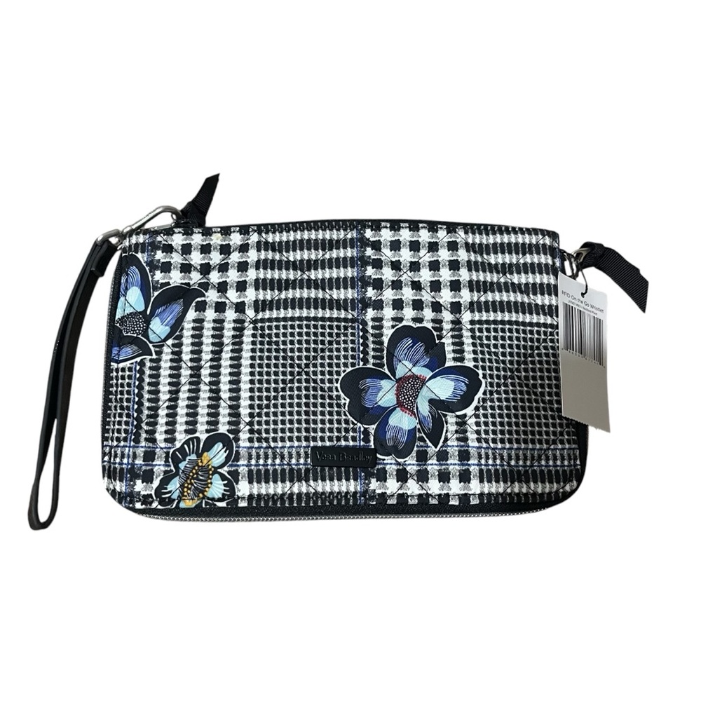 Vera Bradley Water Repellent RFID On‎ the Go Wristlet Bedford Plaid Floral NEW